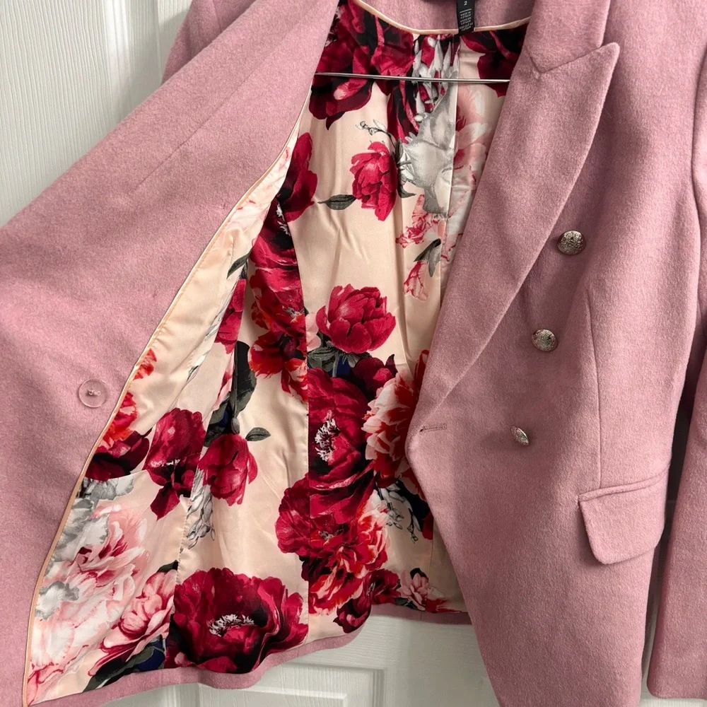 Women's Double-Breasted Pink Blazer Jacket